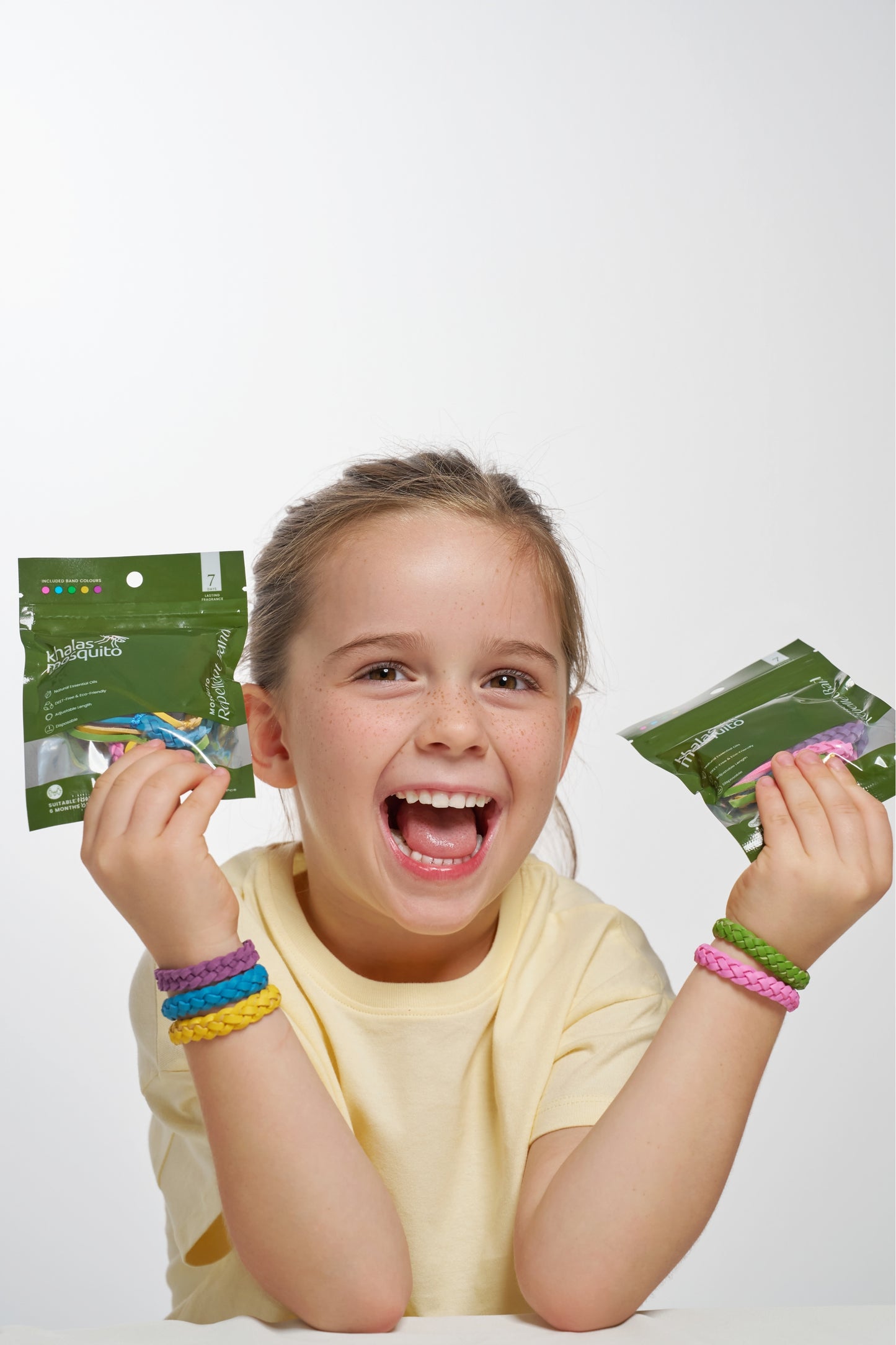 Repellent Bands – Pack of 5 (Pink, Blue, Green, Yellow, Purple)